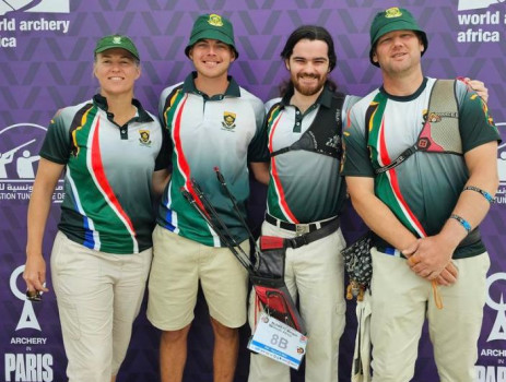South Africa was represented by four athletes at the African Champs, namely Werner Potgieter, Wian Roux, Morgan Blewett and Carien Whitehead. Picture: The South African National Archery Association / Facebook.