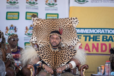 El rey zulú Misuzulu en la conmemoración de la Batalla de Isandlwana en Nquthu, norte de KZN, el 21 de enero de 2023. Imagen: Eyewitness News/Jacques Nelles