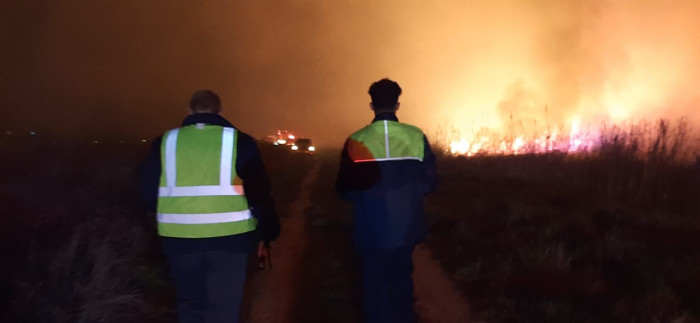 Image of inspectors searching for distressed animals during Table  View vlei fire shared by Cape of Good Hope SPCA @CapeofGoodHopeSPCA

