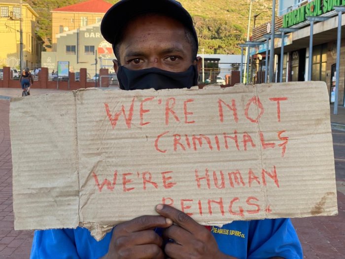 Homeless Muizenberg protester. Image: EWN