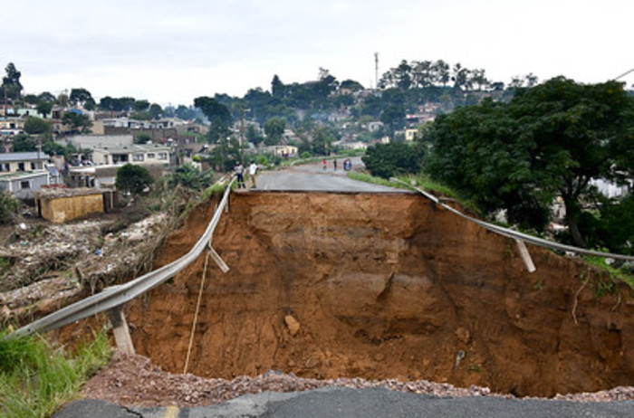 The remains of houses and a road that were damaged in the floods in KwaZulu-Natal in April 2022. Picture: GCIS