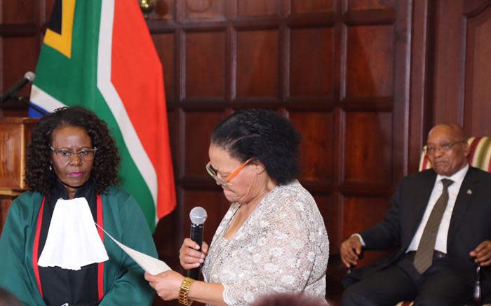 Newly appointed Deputy Minister of Small Business Development Nomathemba November being sworn in. Picture: Chista Eybers/EWN.