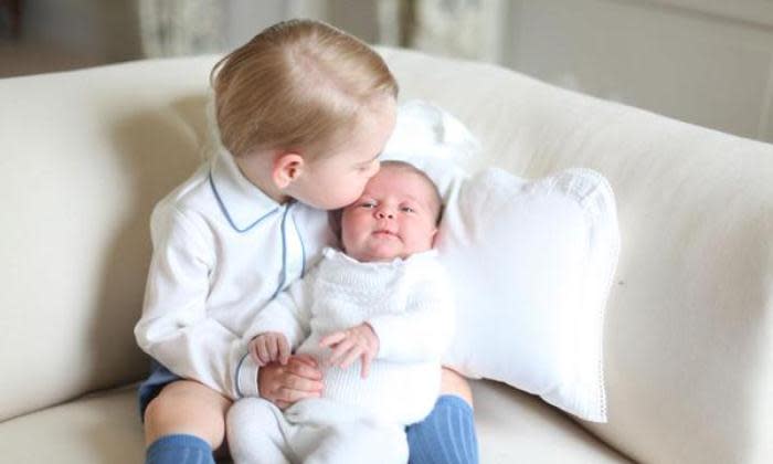 The first official photograph of Princess Charlotte with her older brother Prince George were released by Kensington Palace on 6 June, 2015. The photos were taken by the Duchess of Cambridge. Picture: HRH The Duchess of Cambridge.