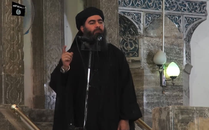 This file image grab taken on 5 July 2014 from a propaganda video released by al-Furqan Media allegedly shows the leader of the Islamic State (IS) jihadist group, Abu Bakr al-Baghdadi, aka Caliph Ibrahim. Picture: AFP