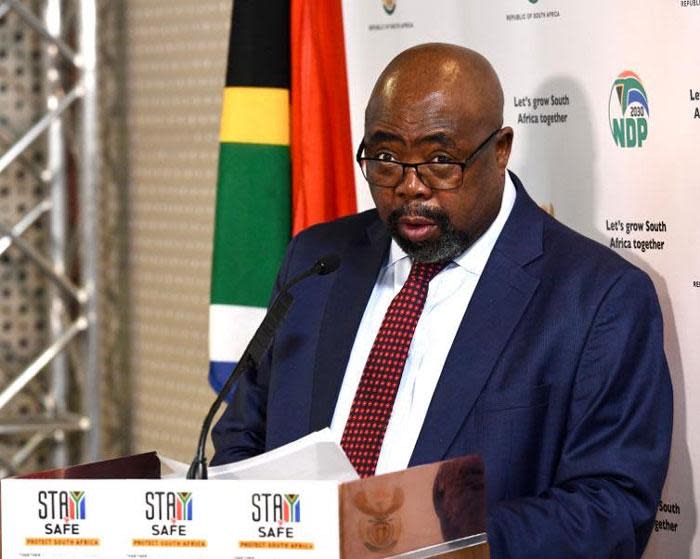 FILE: Labour and Employment Minister Thulas Nxesi addresses a media briefing in Pretoria on level 3 lockdown regulations on 29 May 2020. Picture: @GCISMedia/Twitter.
