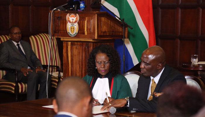 Newly appointed  Minister of Transport Joe Maswanganyi being sworn in. Picture: Chista Eybers/EWN.
