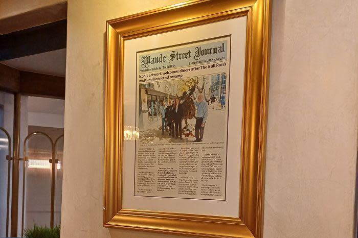 Old newspaper articles scattered along the walls of Lords Bar in Sandton. Picture: Dominic Majola/Eyewitness News