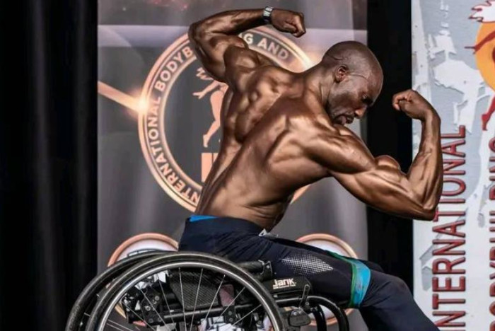 South Africa's pro- wheelchair bodybuilder Macethandile "Max" Kulati competing in Koper Slovenia 2022. Picture: IBFF Federation/Facebook.