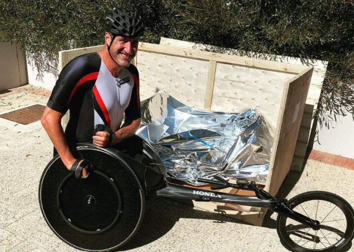 South Africa's top para-athlete Ernst Van Dyk in his racing chair. Picture: ernstvandyk/Instagram.
