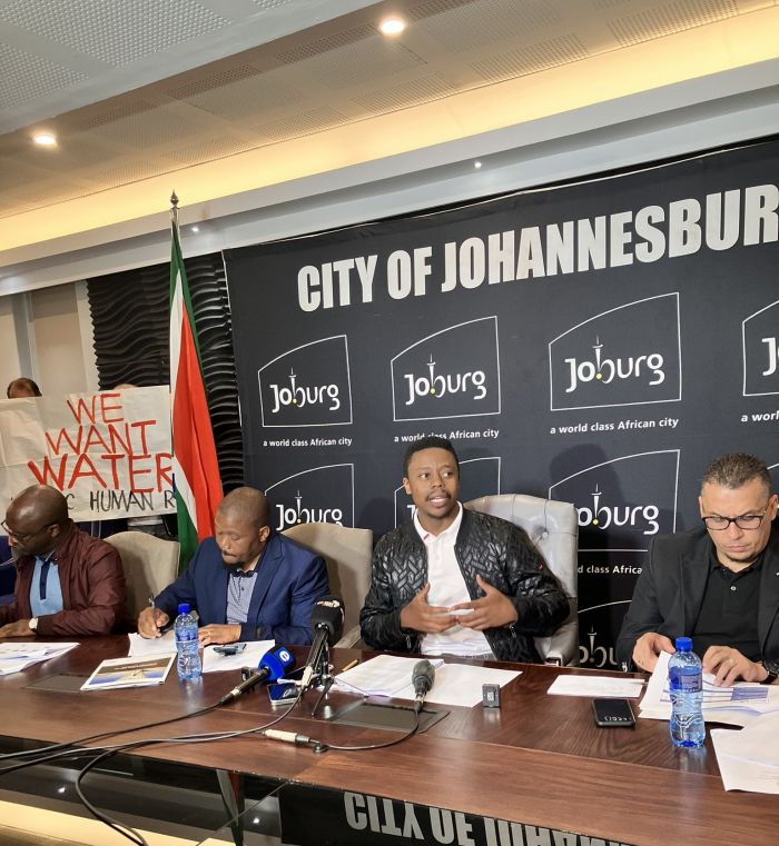 Joburg Mayor Thapelo Amad at a media briefing about the water supply challenges in Gauteng on 26 March 2023. Picture: Twitter/@CityofJoburgZA