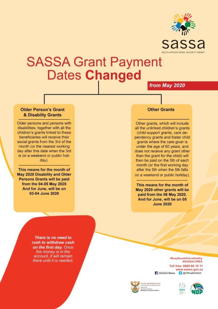Sassa Changes Grant Payout Dates