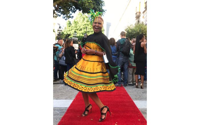 The ANC's Lindiwe Zulu shows her flair on the red carpet.