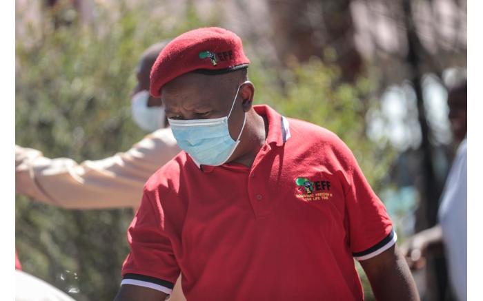 Eff leader Julius Malema arrives at the Senekal Magistrates Court.