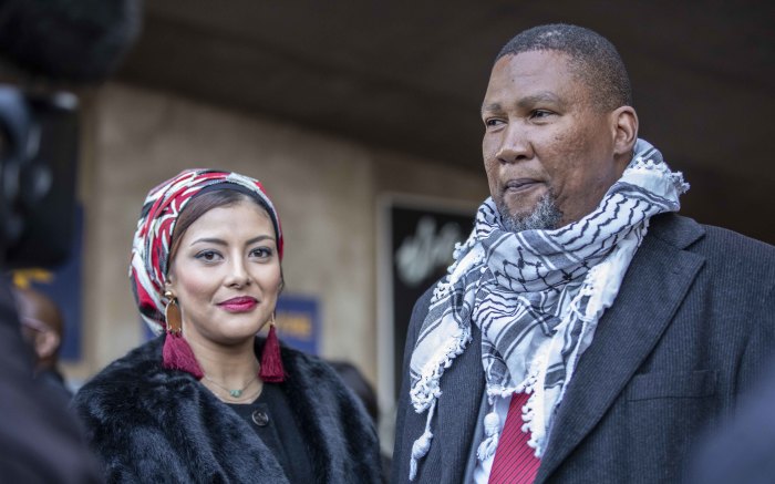 Former president Nelson Mandela’s eldest grandson Mandla Mandela and his wife. Picture: Abigail Javier/EWN. 