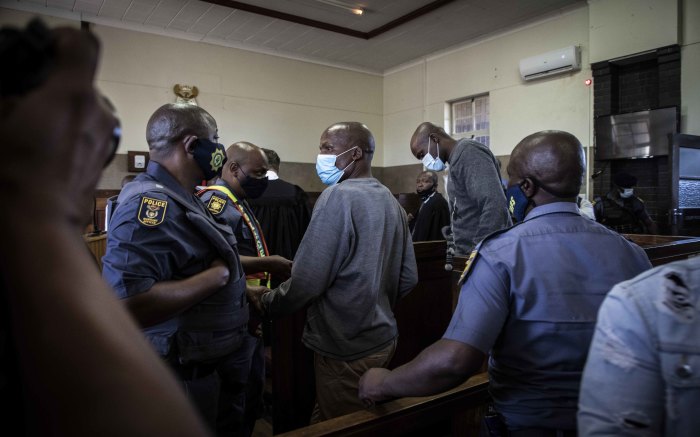 Sekola Matlaletsa and Sekwetje Mahlamba appear at the Senekal Magistrates Court in connection with the murder of Brendin Horner.