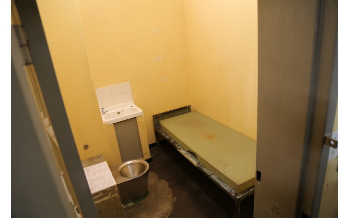 A standard prison cell in the hospital wing of the Kgosi Mampuru II Correctional Centre.