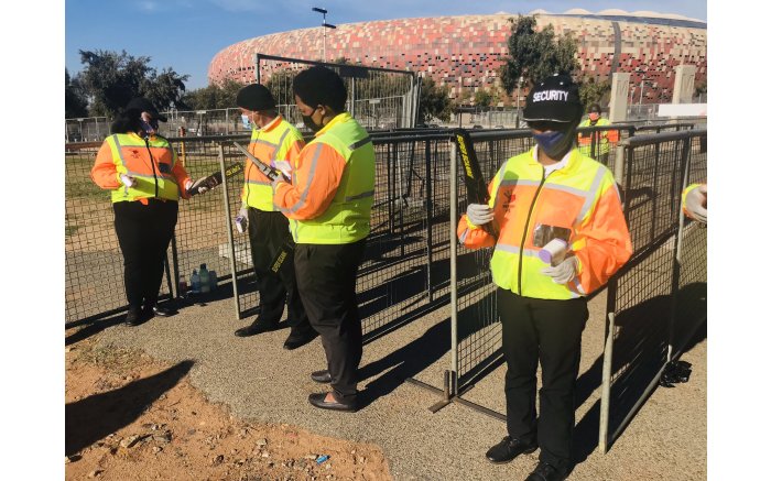 Officials at the FNB Stadium for Bafana Bafana vs Ethiopia in a 2022 FIFA World Cup qualifier. Picture: Tholakele Mnganga/EWN