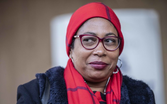 EFF's Hlengiwe Mkhaliphi at Loftus stadium ahead of Cyril Ramaphosa's presidential inauguration. Picture: Abigail Javier/EWN