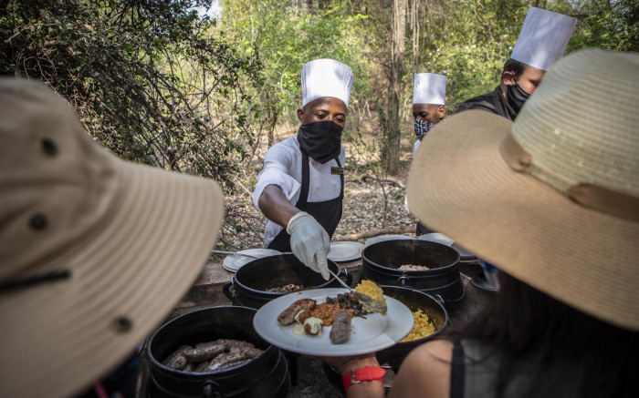 Breakfast under the the bush near the Limpopo River.