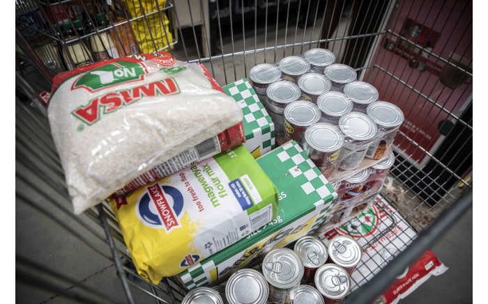 One of a shopper's trolley at Makro Woodmead that will last the shopper's family more than a month. 