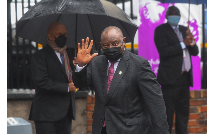 President Cyril Ramaphosa arrives at the St. George’s Cathedral in Cape Town.