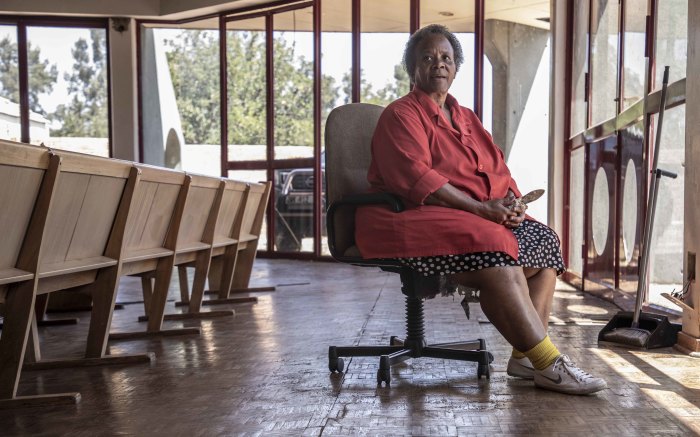 Lumka M'belle is one of the few residents trying to restore Mahikeng’s historical buildings, including the Unibo chapel.