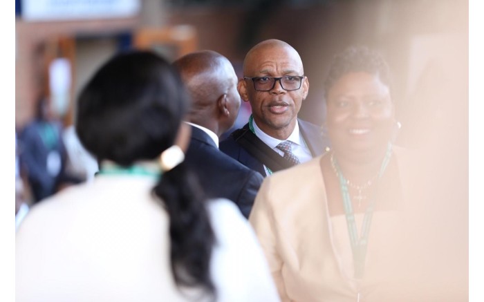 The ANC's Pule Mabe arrives at the stadium for the inauguration ceremony. Picture: Abigail Javier/EWN.