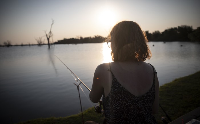 Fishing as the sun sets.