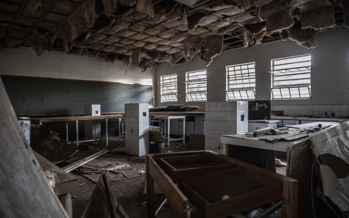 Some rooms in the school have collapsing ceilings.