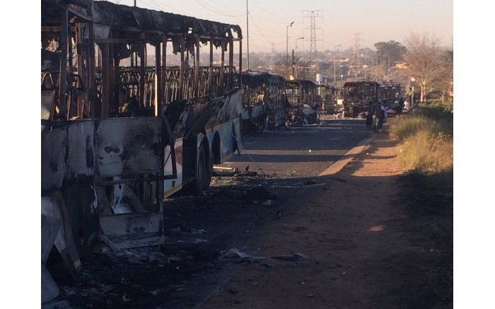 Cars, buses and buildings have been torched in Atteridgeville by angry ANC members. Picture: EWN.