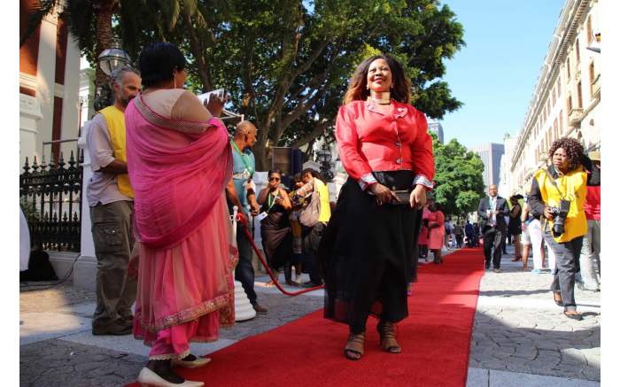 Mpumalanga MEC Dikeledi Mahlangu on the red carpet ahead of the 2016 State of the Nation Address in Parliament. Picture: Aletta Harrison/EWN