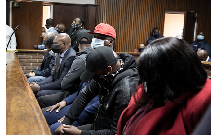 The seven suspects in the Bloemfontein Magistrates Court on 2 October 2020.