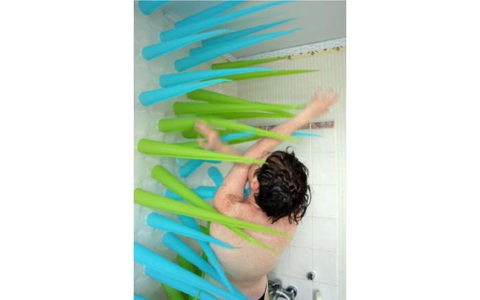A Spiky Shower Curtain That Will Help, Inflatable Shower Curtain