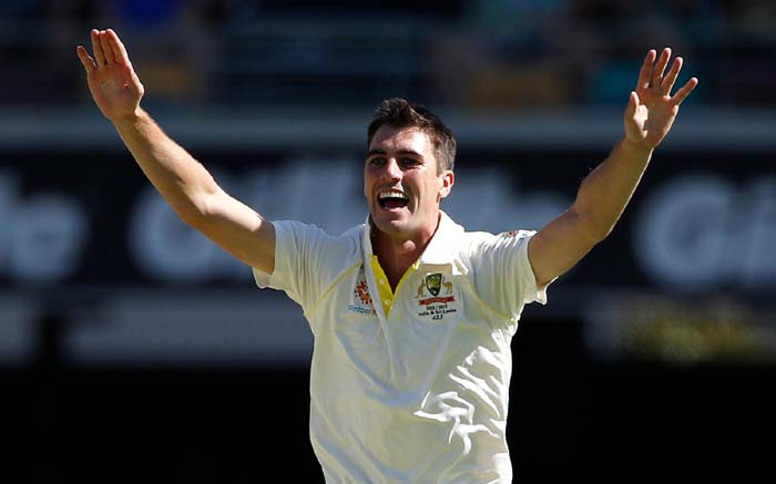 Australia Pat Cummins celebrates against Sri Lanka during the first day-night Test in Brisbane. Picture: www.cricket.com.au.